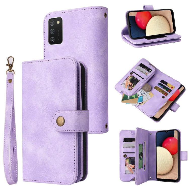 For Samsung Galaxy A02s EU Version Multifunctional Card Slot Zipper Wallet Leather Phone Case