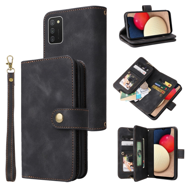 For Samsung Galaxy A02s EU Version Multifunctional Card Slot Zipper Wallet Leather Phone Case