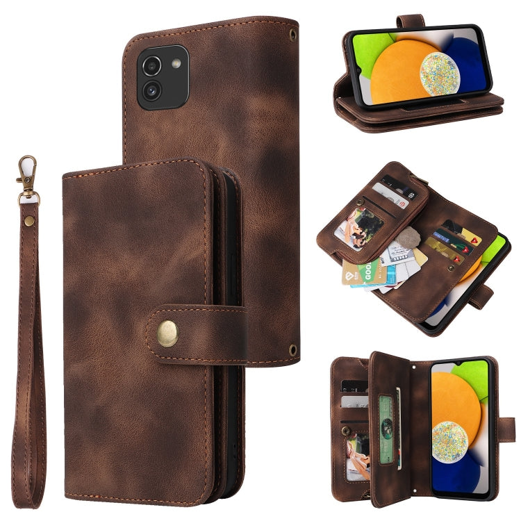 For Samsung Galaxy A03 EU Version Multifunctional Card Slot Zipper Wallet Leather Phone Case