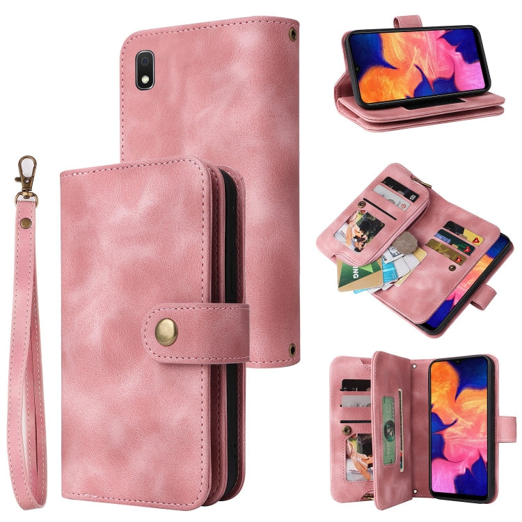 For Samsung Galaxy A10 Multifunctional Card Slot Zipper Wallet Leather Phone Case