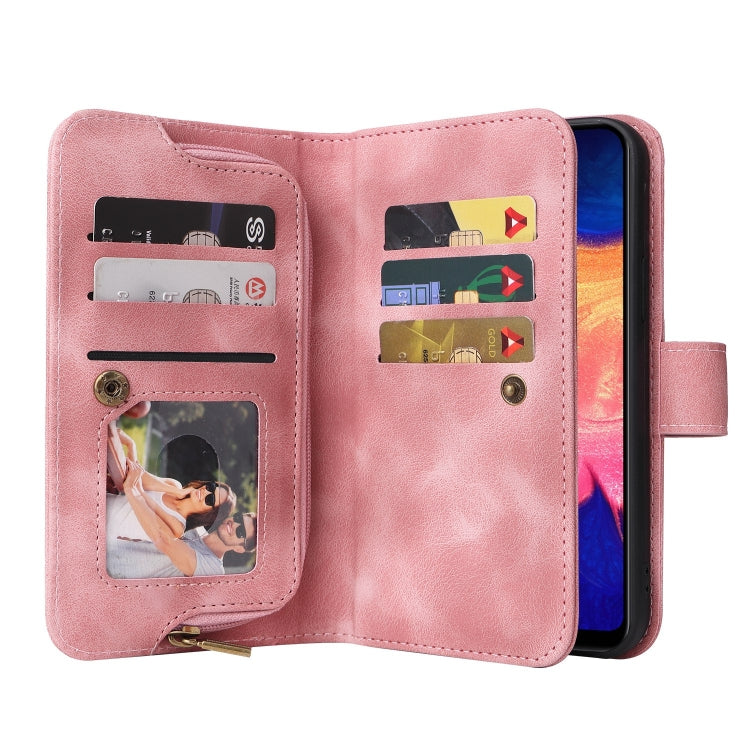 For Samsung Galaxy A10 Multifunctional Card Slot Zipper Wallet Leather Phone Case