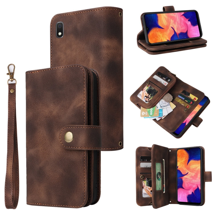 For Samsung Galaxy A10 Multifunctional Card Slot Zipper Wallet Leather Phone Case