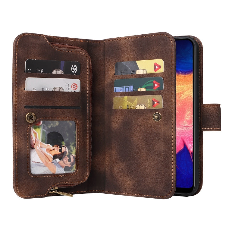 For Samsung Galaxy A10 Multifunctional Card Slot Zipper Wallet Leather Phone Case