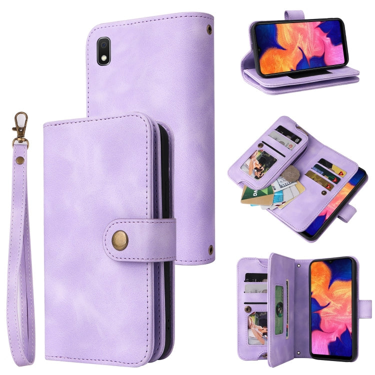 For Samsung Galaxy A10 Multifunctional Card Slot Zipper Wallet Leather Phone Case