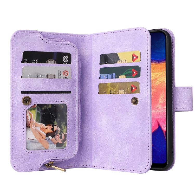 For Samsung Galaxy A10 Multifunctional Card Slot Zipper Wallet Leather Phone Case