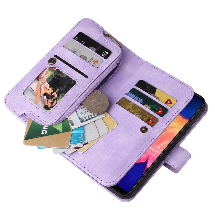 For Samsung Galaxy A10 Multifunctional Card Slot Zipper Wallet Leather Phone Case