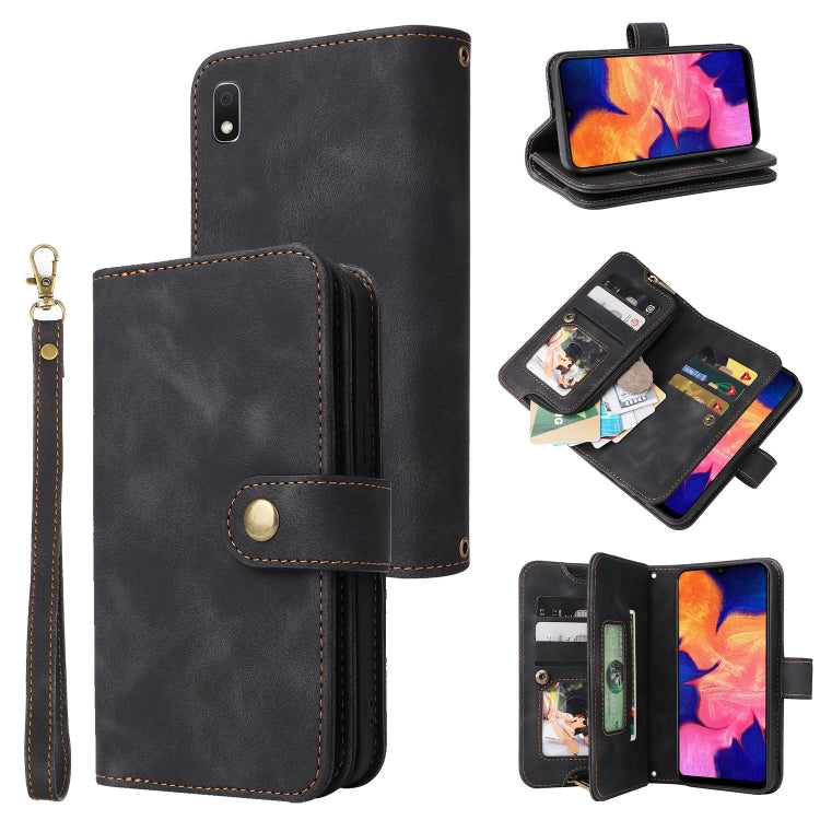 For Samsung Galaxy A10 Multifunctional Card Slot Zipper Wallet Leather Phone Case