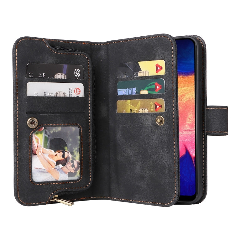 For Samsung Galaxy A10 Multifunctional Card Slot Zipper Wallet Leather Phone Case