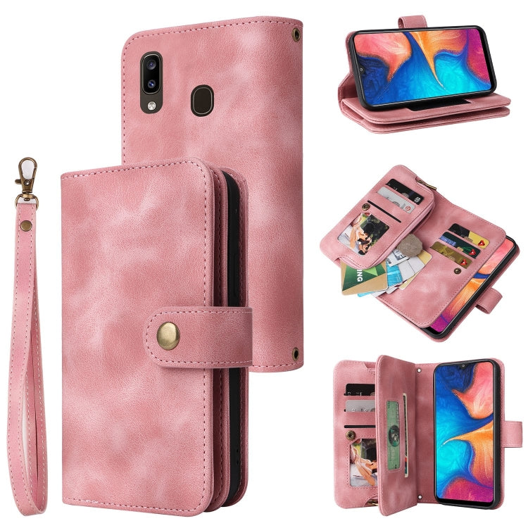 For Samsung Galaxy A20 / A30 Multifunctional Card Slot Zipper Wallet Leather Phone Case