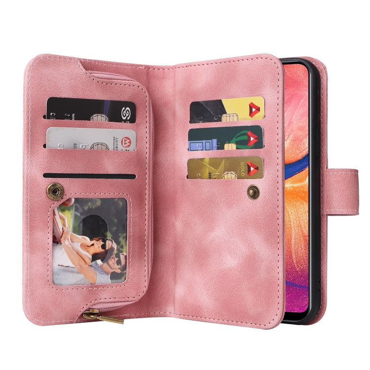 For Samsung Galaxy A20 / A30 Multifunctional Card Slot Zipper Wallet Leather Phone Case