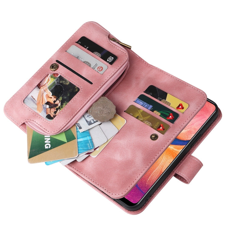 For Samsung Galaxy A20 / A30 Multifunctional Card Slot Zipper Wallet Leather Phone Case