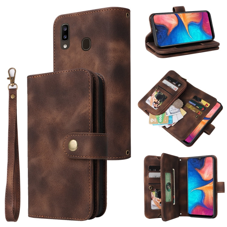 For Samsung Galaxy A20 / A30 Multifunctional Card Slot Zipper Wallet Leather Phone Case
