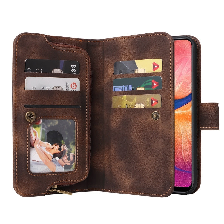 For Samsung Galaxy A20 / A30 Multifunctional Card Slot Zipper Wallet Leather Phone Case