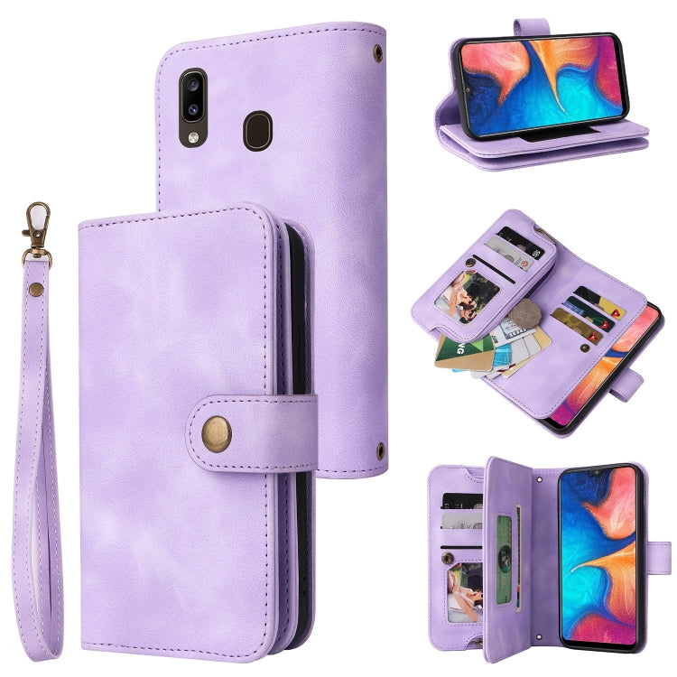 For Samsung Galaxy A20 / A30 Multifunctional Card Slot Zipper Wallet Leather Phone Case