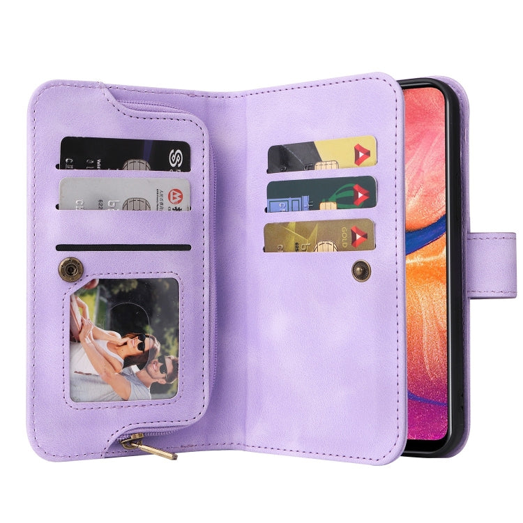 For Samsung Galaxy A20 / A30 Multifunctional Card Slot Zipper Wallet Leather Phone Case