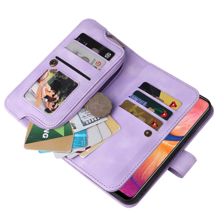 For Samsung Galaxy A20 / A30 Multifunctional Card Slot Zipper Wallet Leather Phone Case