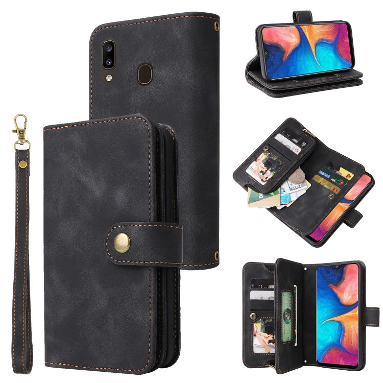 For Samsung Galaxy A20 / A30 Multifunctional Card Slot Zipper Wallet Leather Phone Case