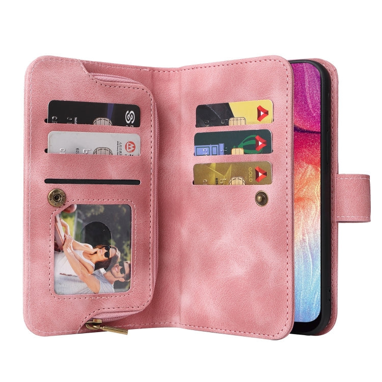 For Samsung Galaxy A50 Multifunctional Card Slot Zipper Wallet Leather Phone Case