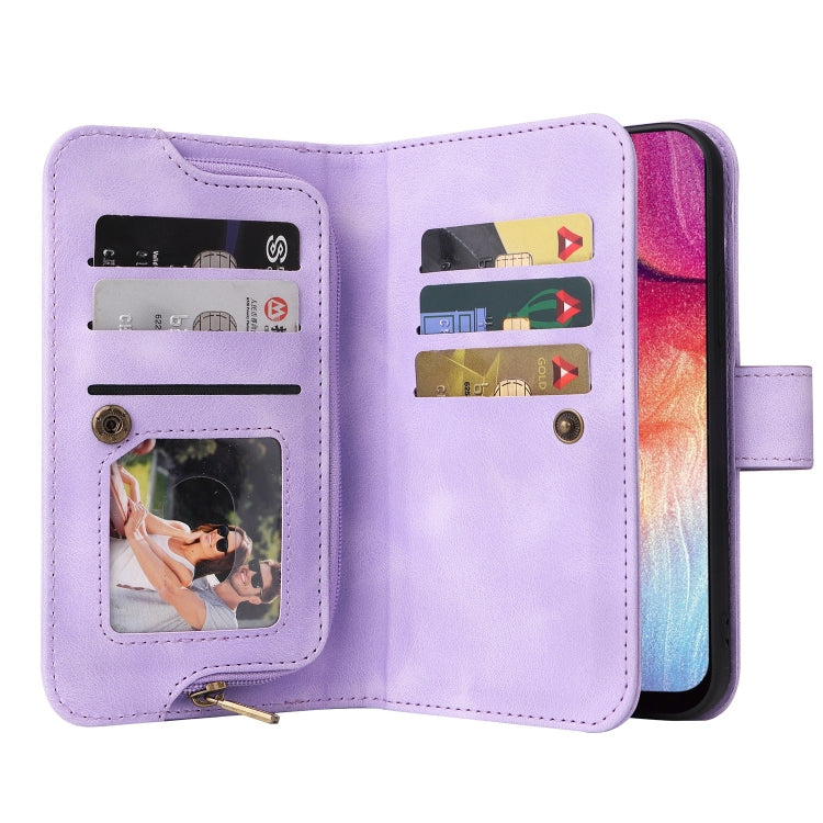 For Samsung Galaxy A50 Multifunctional Card Slot Zipper Wallet Leather Phone Case