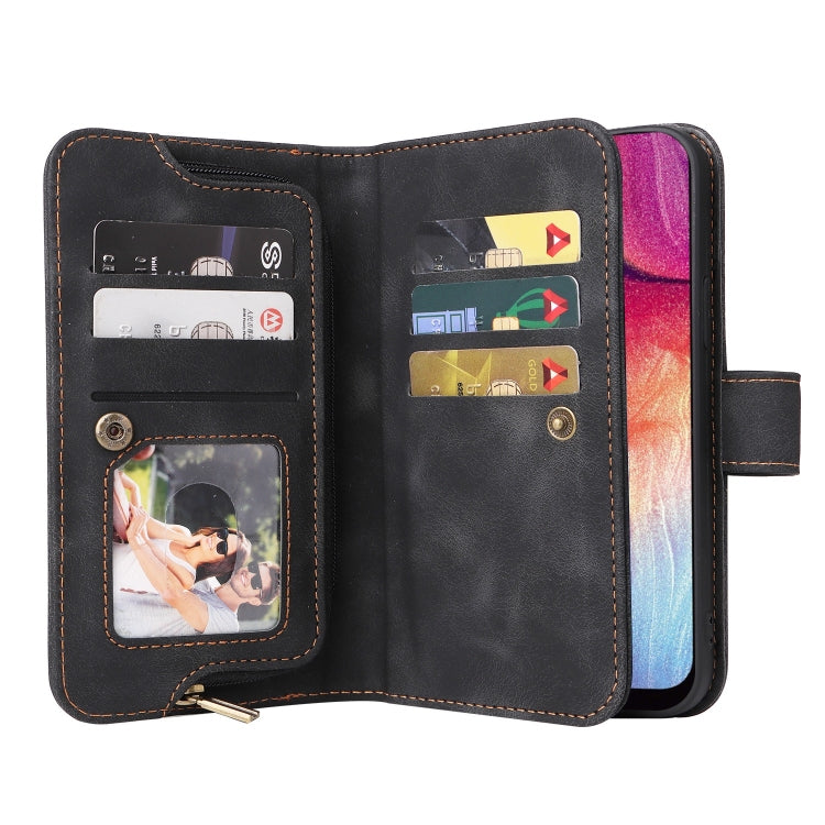 For Samsung Galaxy A50 Multifunctional Card Slot Zipper Wallet Leather Phone Case
