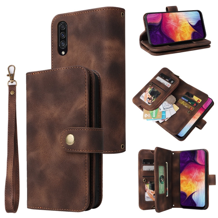 For Samsung Galaxy A70 Multifunctional Card Slot Zipper Wallet Leather Phone Case