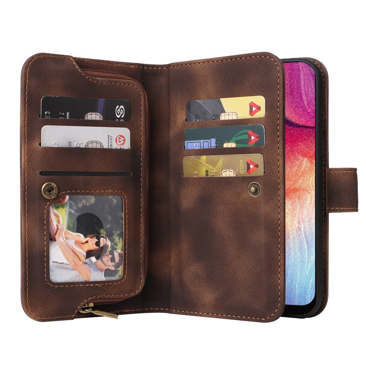 For Samsung Galaxy A70 Multifunctional Card Slot Zipper Wallet Leather Phone Case