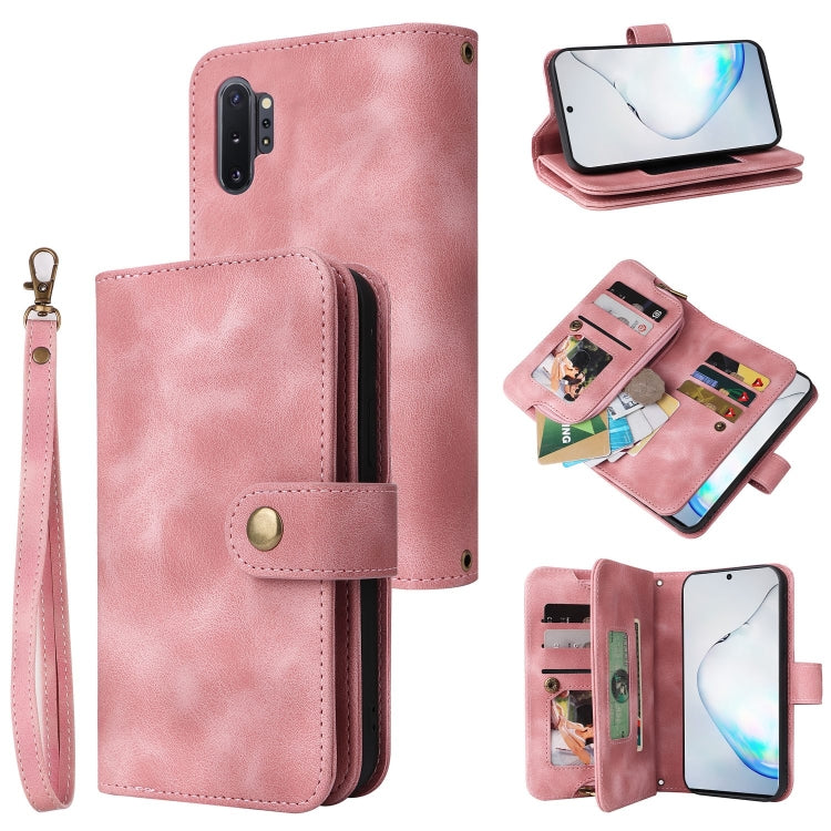 For Samsung Galaxy Note10+ Multifunctional Card Slot Zipper Wallet Leather Phone Case