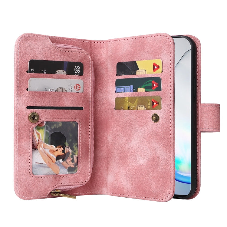 For Samsung Galaxy Note10+ Multifunctional Card Slot Zipper Wallet Leather Phone Case
