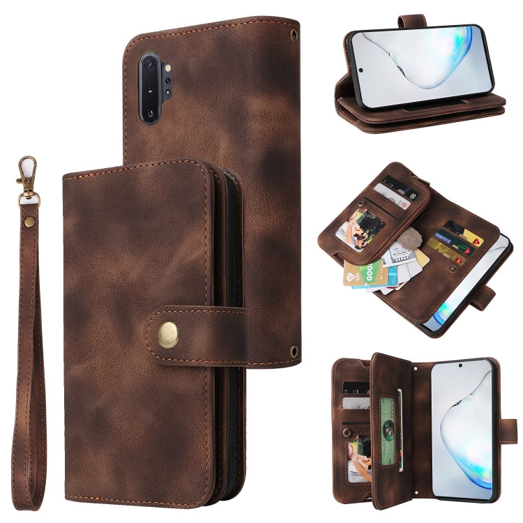 For Samsung Galaxy Note10+ Multifunctional Card Slot Zipper Wallet Leather Phone Case