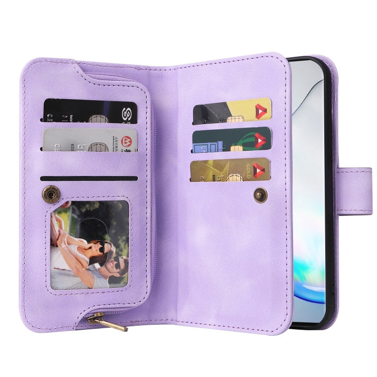 For Samsung Galaxy Note10+ Multifunctional Card Slot Zipper Wallet Leather Phone Case