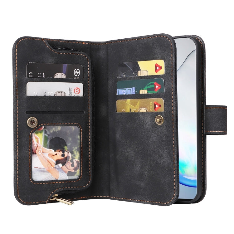 For Samsung Galaxy Note10+ Multifunctional Card Slot Zipper Wallet Leather Phone Case