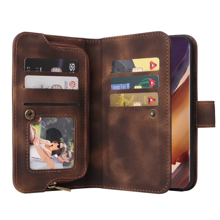 For Samsung Galaxy Note20 Ultra Multifunctional Card Slot Zipper Wallet Leather Phone Case