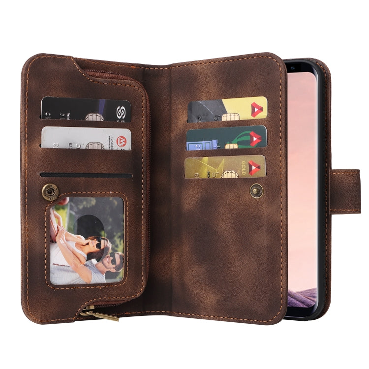For Samsung Galaxy S8 Multifunctional Card Slot Zipper Wallet Leather Phone Case
