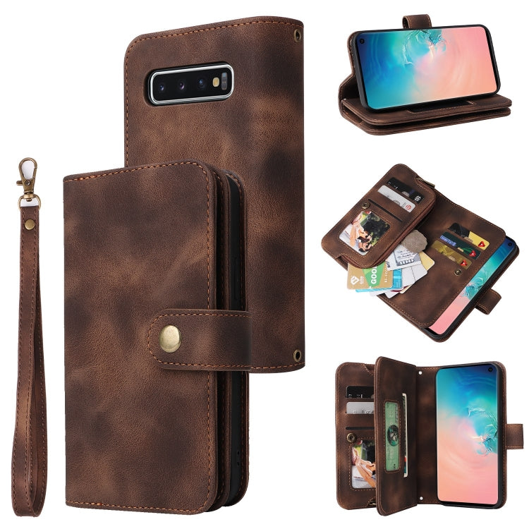 For Samsung Galaxy S10+ Multifunctional Card Slot Zipper Wallet Leather Phone Case
