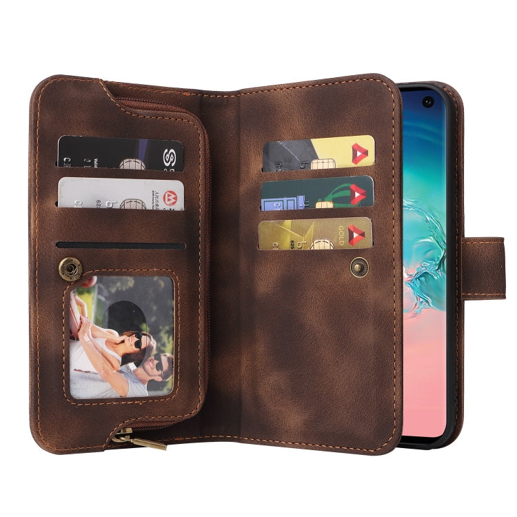 For Samsung Galaxy S10+ Multifunctional Card Slot Zipper Wallet Leather Phone Case