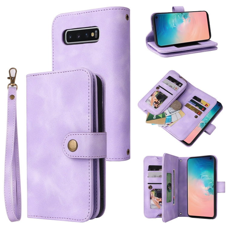 For Samsung Galaxy S10+ Multifunctional Card Slot Zipper Wallet Leather Phone Case