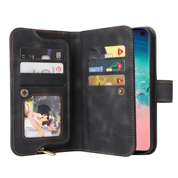 For Samsung Galaxy S10+ Multifunctional Card Slot Zipper Wallet Leather Phone Case