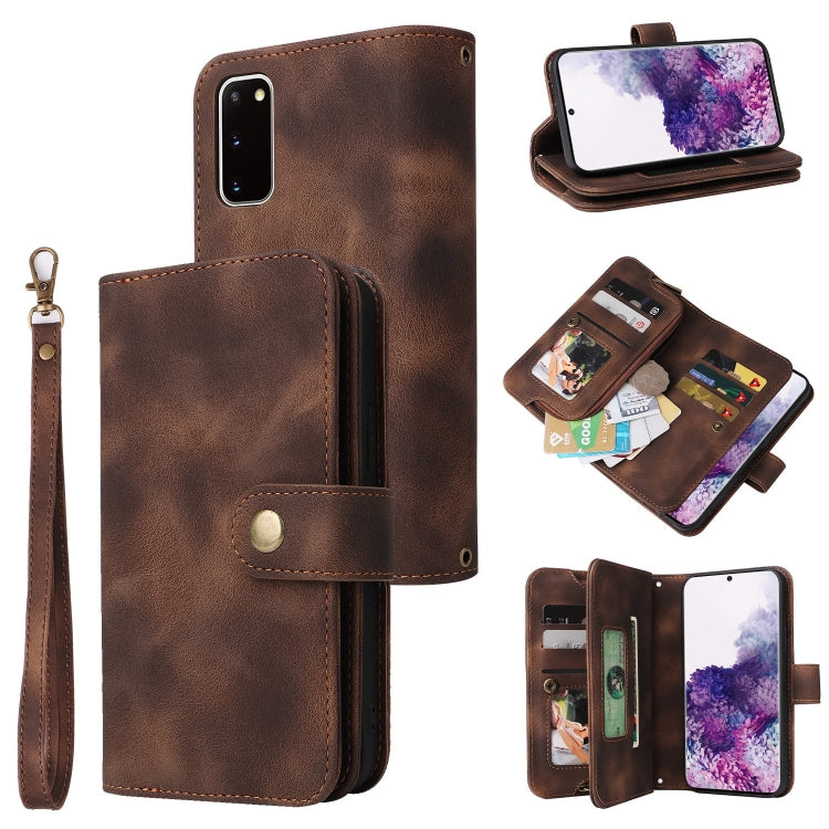 For Samsung Galaxy S20 Multifunctional Card Slot Zipper Wallet Leather Phone Case