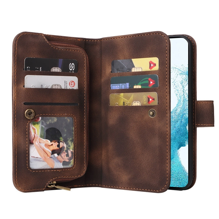 For Samsung Galaxy S22+ 5G Multifunctional Card Slot Zipper Wallet Leather Phone Case