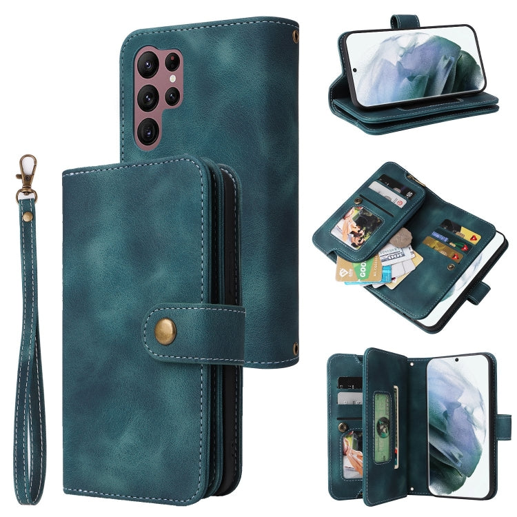 For Samsung Galaxy S22 Ultra 5G Multifunctional Card Slot Zipper Wallet Leather Phone Case