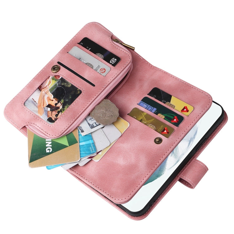 For Samsung Galaxy S22 Ultra 5G Multifunctional Card Slot Zipper Wallet Leather Phone Case