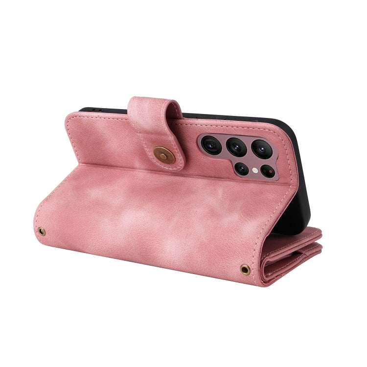 For Samsung Galaxy S22 Ultra 5G Multifunctional Card Slot Zipper Wallet Leather Phone Case