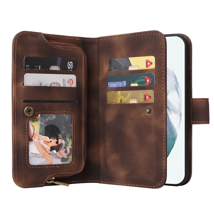For Samsung Galaxy S22 Ultra 5G Multifunctional Card Slot Zipper Wallet Leather Phone Case
