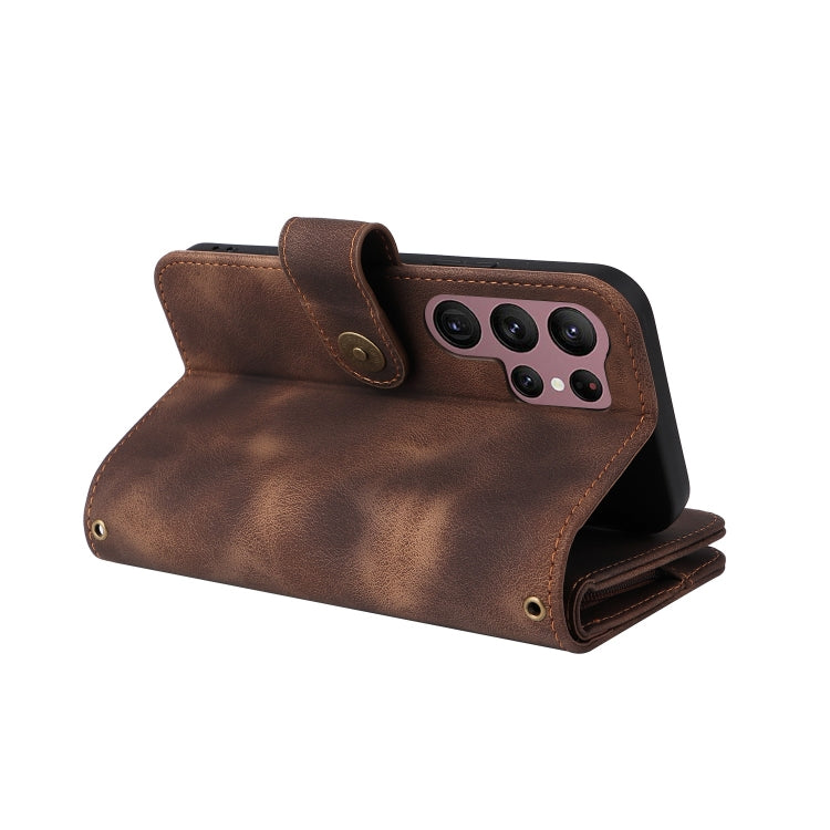 For Samsung Galaxy S22 Ultra 5G Multifunctional Card Slot Zipper Wallet Leather Phone Case