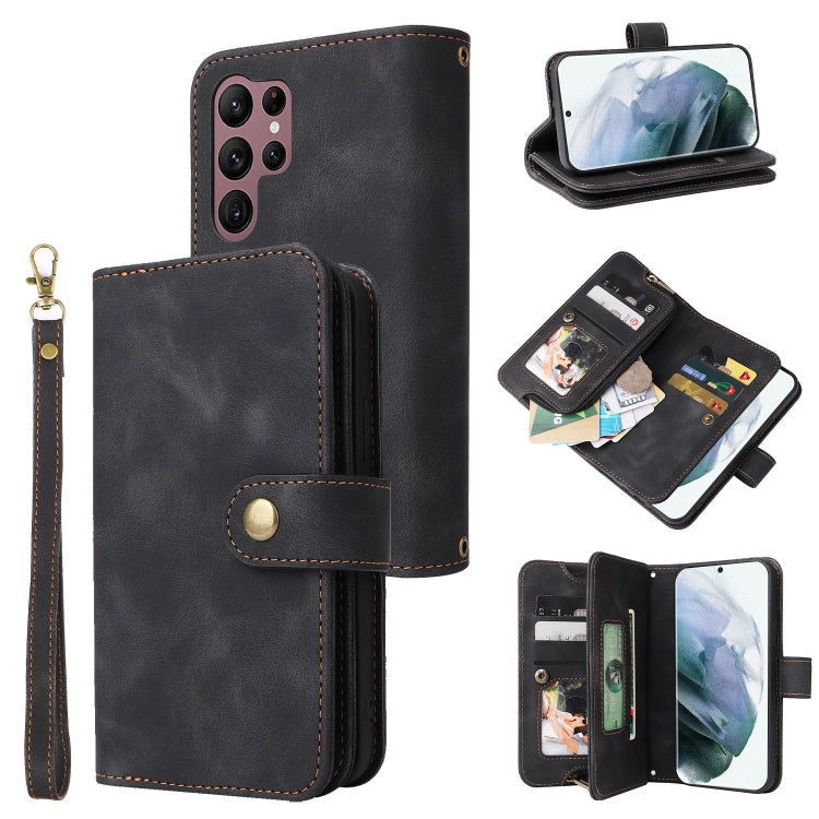 For Samsung Galaxy S22 Ultra 5G Multifunctional Card Slot Zipper Wallet Leather Phone Case