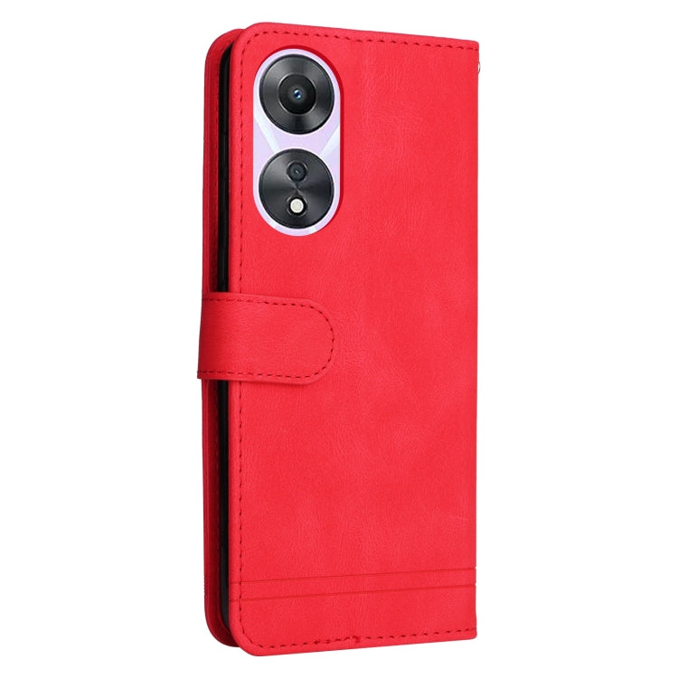 For OPPO A58 5G Skin Feel Life Tree Metal Button Leather Phone Case