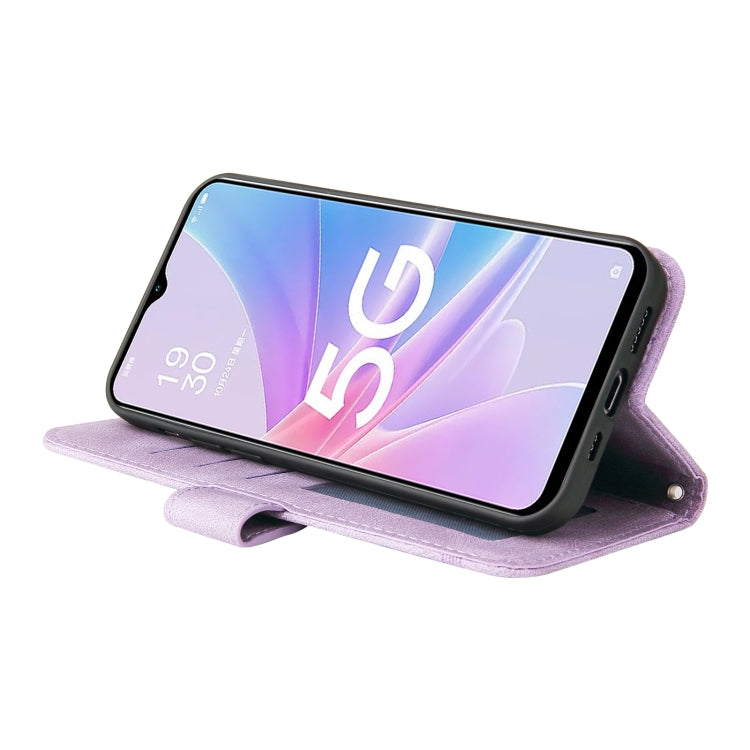 For OPPO A58 5G Skin Feel Life Tree Metal Button Leather Phone Case