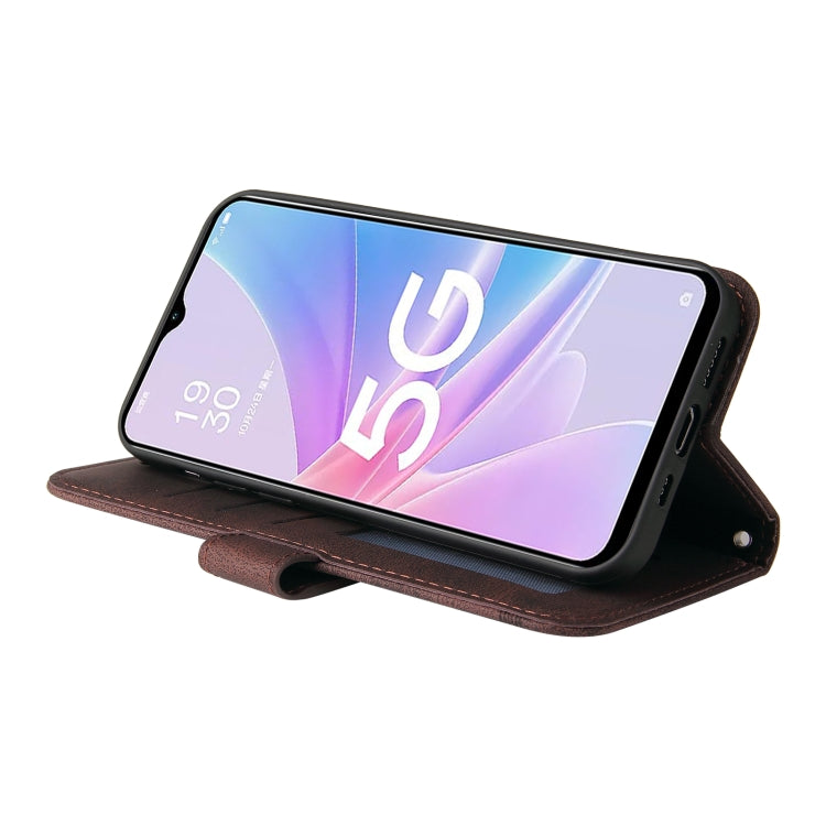 For OPPO A58 5G Skin Feel Life Tree Metal Button Leather Phone Case