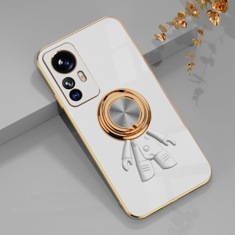 For Xiaomi 12T 6D Plating Astronaut Ring Kickstand Phone Case