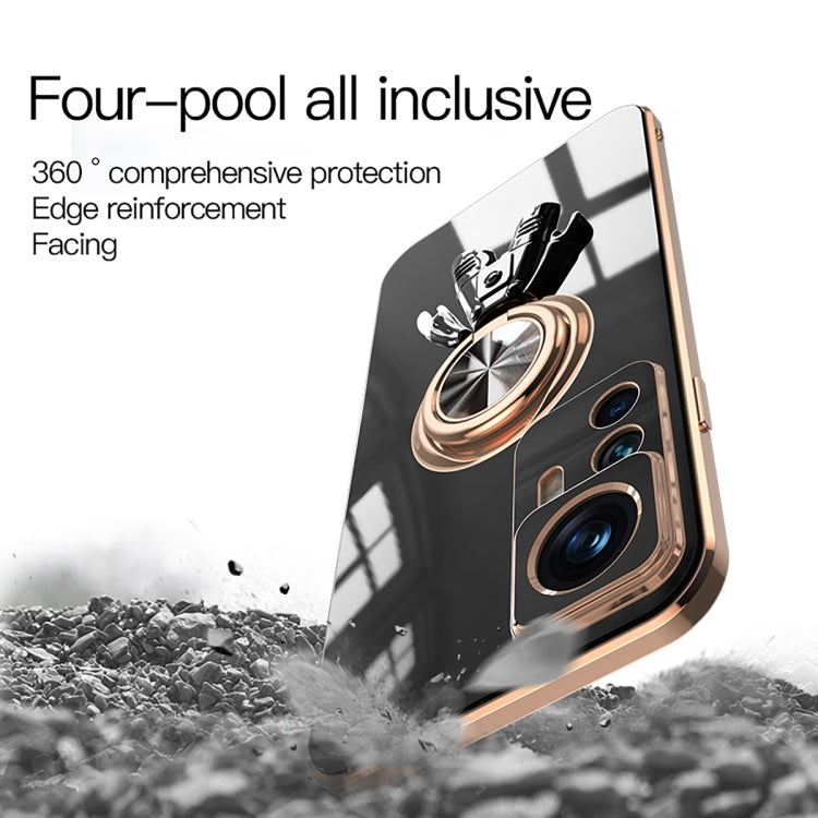 For Xiaomi 12T 6D Plating Astronaut Ring Kickstand Phone Case